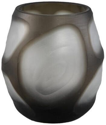 PTMD Azize Green Carved Glass Round Vase Round Motive