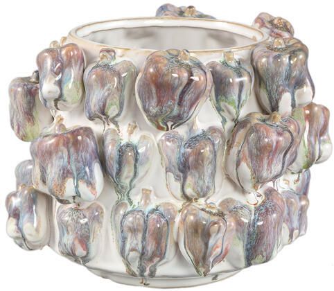 PTMD Bauer Blue Ceramic Round Bell Pepper Pot Large