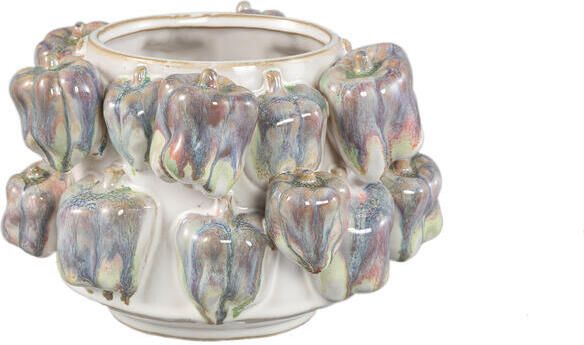 PTMD Bauer Blue Ceramic Round Bell Pepper Pot Small