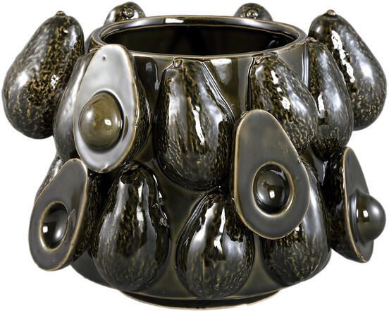 PTMD Bauer Green Ceramic Round Avocado Pot Large