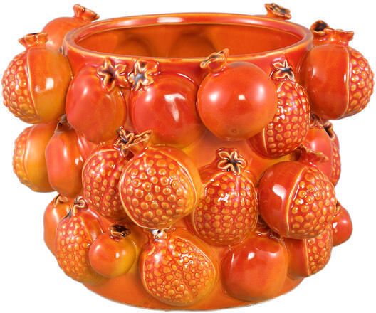 PTMD Bauer Orange Ceramic Round Pomegranate Pot Large
