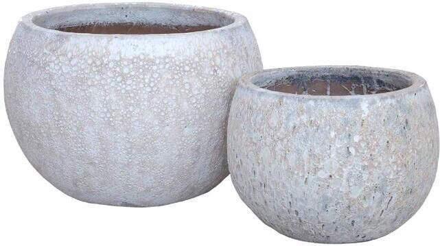 PTMD Caedyn White Round Ceramic Pot Rough Finish SV2 L