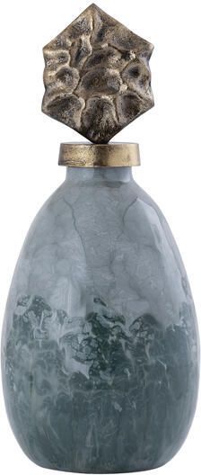 PTMD Cherisee Green Glass Statue Brass Lid Low