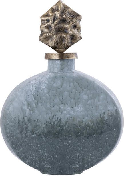 PTMD Cherisee Green Glass Statue Brass Lid Wide