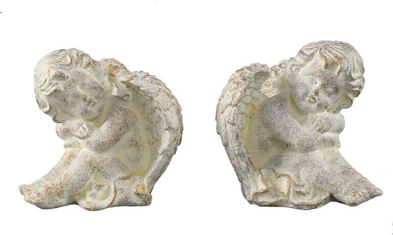 PTMD Chrisann Cream Cement Sitting Angel Statue S