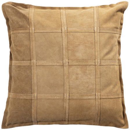 PTMD Cobie Camel Suede Leather Cushion Square L
