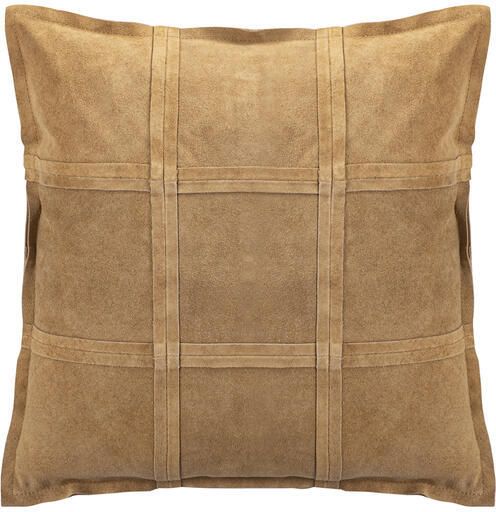 PTMD Cobie Camel Suede Leather Cushion Square S
