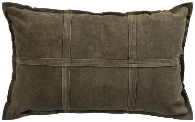 PTMD Cobie Green Suede Leather Cushion Rectangle