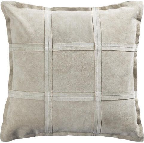 PTMD Cobie Taupe Suede Leather Cushion Square S