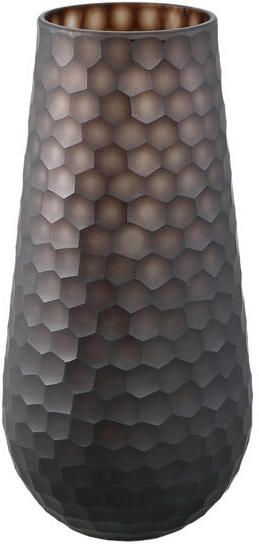 PTMD Eboney Brown Round Glass Vase Circle Pattern HighL