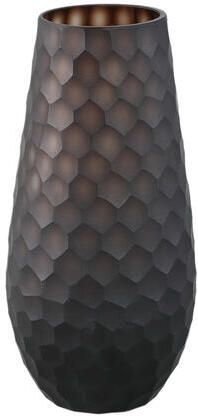 PTMD Eboney Brown Round Glass Vase Circle Pattern HighS