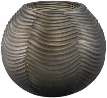 PTMD Elichi Brown Round Glass Vase Low