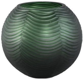 PTMD Elichi Green Round Glass Vase Low
