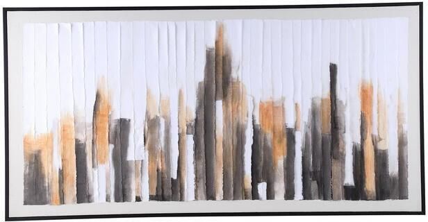 PTMD Gustas Brown Framed Wallpanel Poly Strips Rectangl