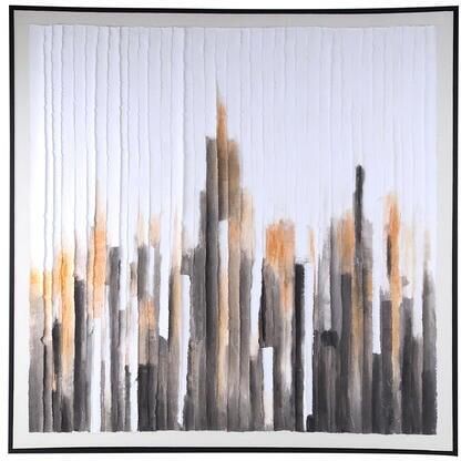 PTMD Gustas Brown Framed Wallpanel Poly Strips Square