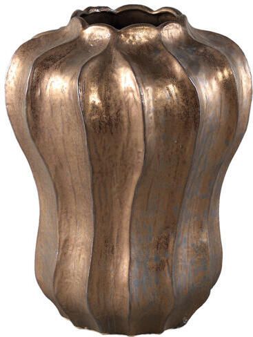 PTMD Hamish Bronze Ceramic Round Wavy Shaped Vase L