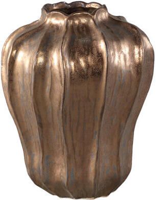 PTMD Hamish Bronze Ceramic Round Wavy Shaped Vase M