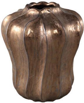 PTMD Hamish Bronze Ceramic Round Wavy Shaped Vase S