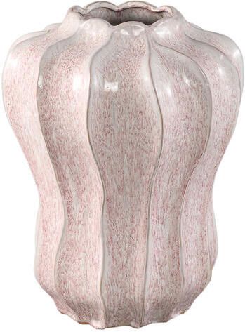 PTMD Hamish Pink Ceramic Round Wavy Shaped Vase L