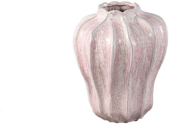 PTMD Hamish Pink Ceramic Round Wavy Shaped Vase M