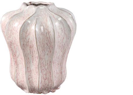 PTMD Hamish Pink Ceramic Round Wavy Shaped Vase S