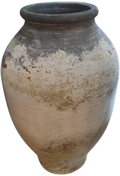 PTMD Jinsu White Round GRC Jar Pot Dark Top