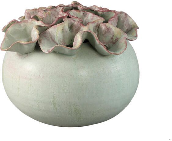 PTMD Jullia Green Ceramic Vase Flower Shaped Holes L
