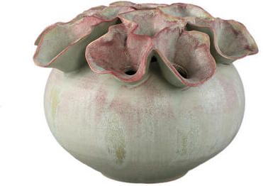 PTMD Jullia Green Ceramic Vase Flower Shaped Holes S