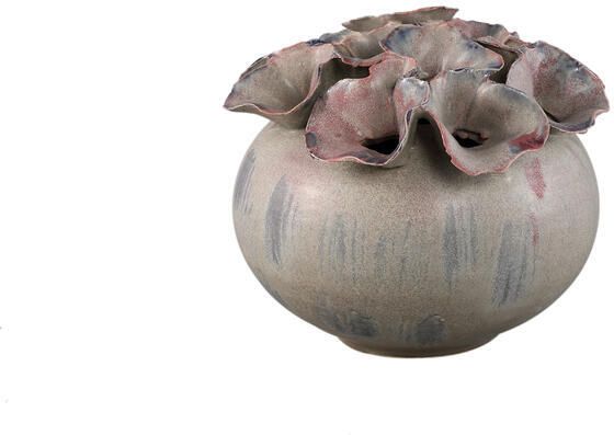 PTMD Jullia Lilac Ceramic Vase Flower Shaped Holes M