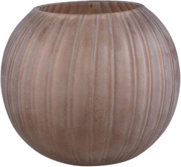 PTMD Levente Sand Carved Glass Bowl Shaped Vase Ribbed