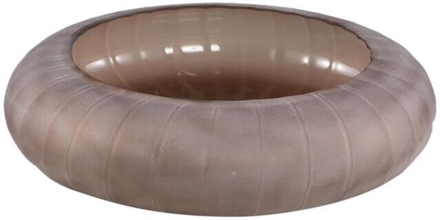 PTMD Levente Sand Carved Glass Round Bowl Ribbed