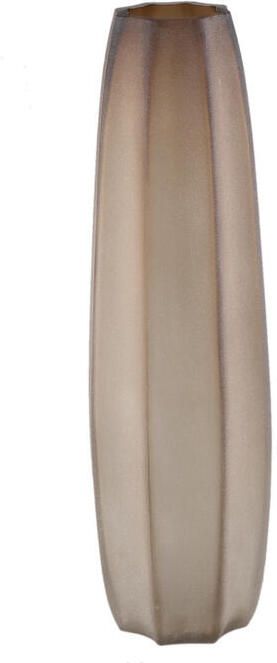 PTMD Levente Sand Carved Glass Round Vase Ribbed High