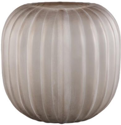 PTMD Levente Sand Carved Glass Round Vase Ribbed Low