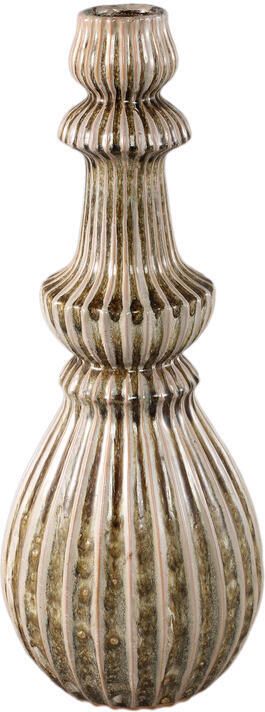 PTMD Myrtle Cream Ceramic Round Ribbed Vase L