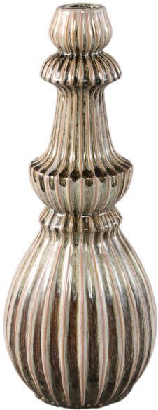 PTMD Myrtle Cream Ceramic Round Ribbed Vase M