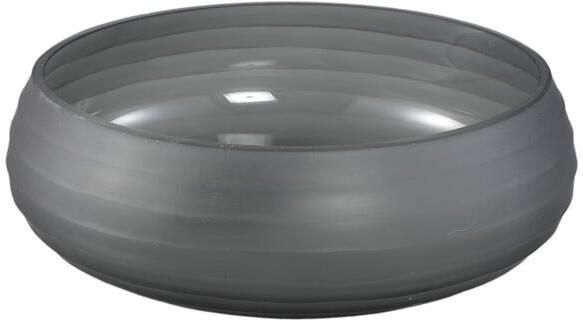PTMD Nadah Grey Bowl Shaped Ribbed Glass Vase