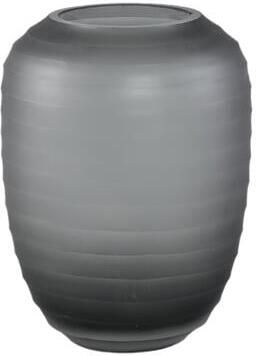 PTMD Nadah Grey Round Ribbed Glass Vase Low