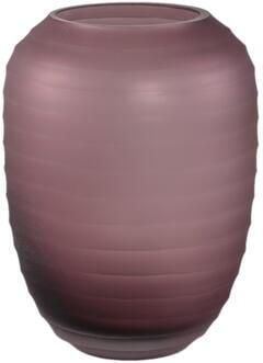 PTMD Nadah Pink Round Ribbed Glass Vase Low