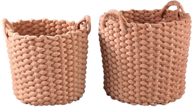PTMD Olliver Brown Velvet Rope Basket With Handles SV2