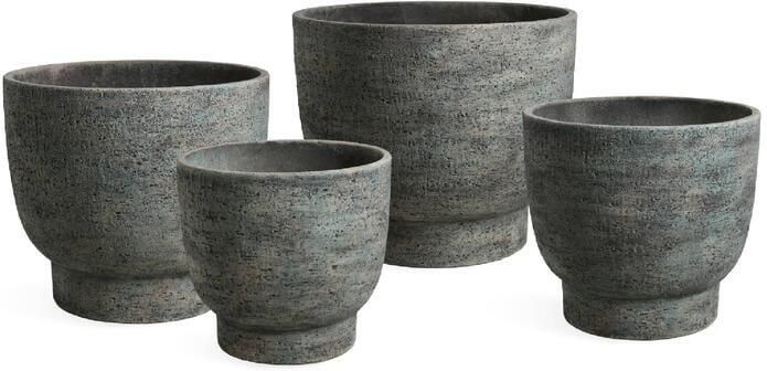 PTMD Pride Green GRC Pot Round On Foot Set Of 4