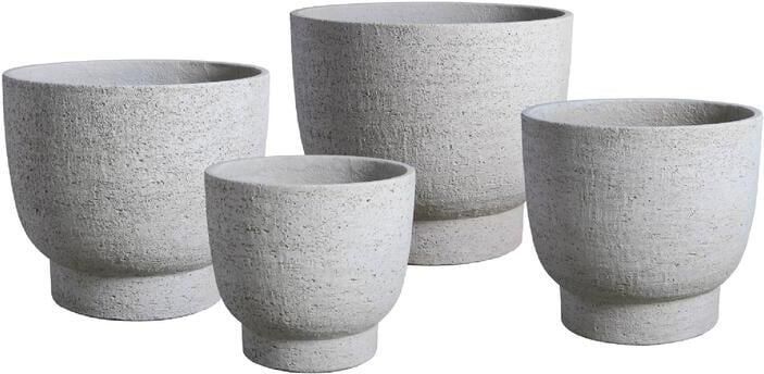 PTMD Pride White GRC Pot Round On Foot Set Of 4