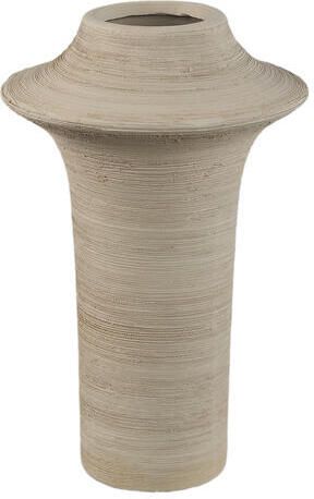 PTMD Rinder Beige Matt Ceramic Wide Ring Vase High L