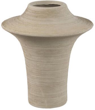 PTMD Rinder Beige Matt Ceramic Wide Ring Vase High S