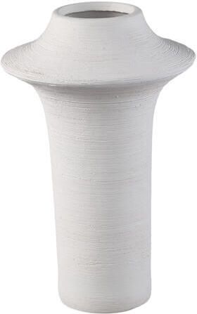 PTMD Rinder White Matt Ceramic Wide Ring Vase High L