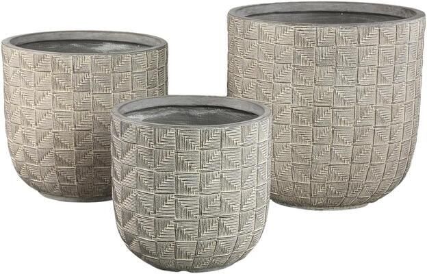PTMD Suguna Grey Round Magnesium Pot Squares Low SV3