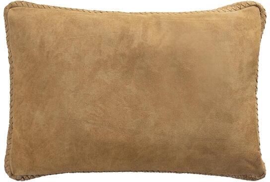PTMD Suky Camel Suede Leather Cushion Rectangle