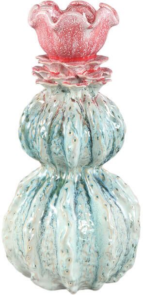 PTMD Tegain Petrol Pink Ceramic Flower Shape Vase L