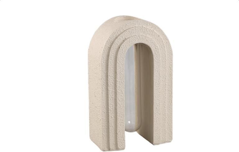 PTMD Vaas Abigail 15x9x25 cm Glas Creme