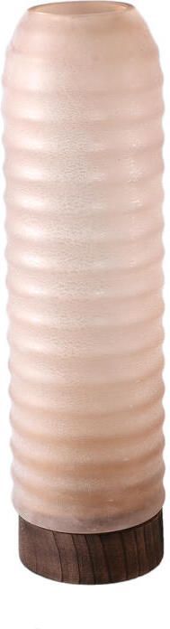 PTMD Yana Brown Matte Ribbed Glass Vase Round High L