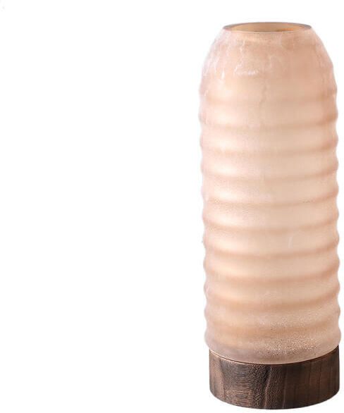 PTMD Yana Brown Matte Ribbed Glass Vase Round High M